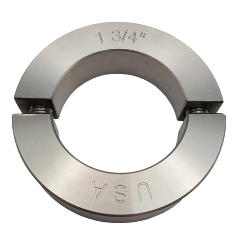 Dang Tough Two Piece Shaft Collars With 1.75 Inch Bore Diameter Premium 303 Stainless Steel, split collar detail.