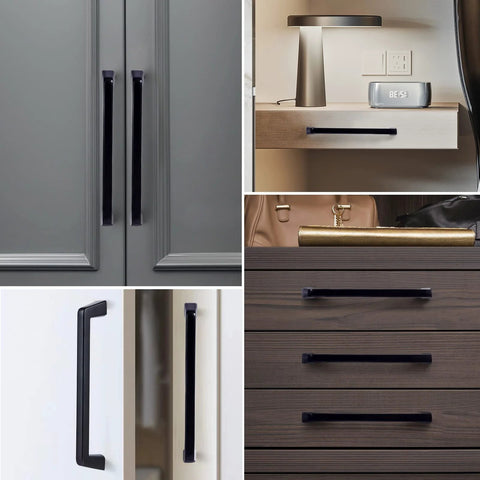 Six Inch Black Cabinet Pulls Set Six Pack For Cabinets Drawers Bar Cabinets Bathroom Wardrobe Durable Zinc Alloy Handles Installed