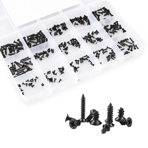 300 Piece Black Laptop Screw Replacement Kit With Countersunk Self Tapping Screws KA2 KA2.6 KA3 for Notebook Computers in box