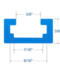 Solid As A Rock Blue Anodized Aluminum T Track Bundle With Wood Screws 48 Inches By Three Quarters Wide showing dimensions and profile.