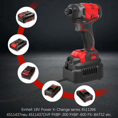 Heavy Duty 20V AC To DC Power Adapter Transforms Your Cordless Gear Right Into Wired Mode For 500 Watts Of Solid Juice And A Long Flex Cable To Crush Home Builds Smooth Today, showing charger and attachments.