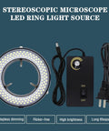 144 LED Microscope Ring Light With Adjustable Brightness And Stepless Dimming For Shadow Free Crystal Clear Observations In Lab Or Field Work Pro Grade Quality, ring light with controller