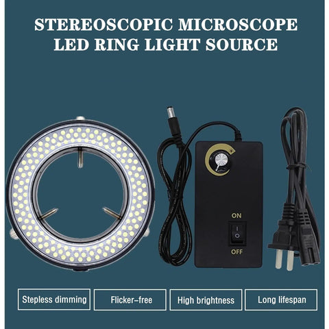 144 LED Microscope Ring Light With Adjustable Brightness And Stepless Dimming For Shadow Free Crystal Clear Observations In Lab Or Field Work Pro Grade Quality, ring light with controller