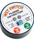Wet Switch Flood Detector 2 Pack Easy Install Durable Water Leak Sensor round device with reset and test buttons