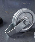 Heavy Duty Garage Door Pulley Kit With 3 Inch Sheave Wheels Two Clevis Fork Pulleys And Two Stationary Sheaves showing a galvanized steel pulley.