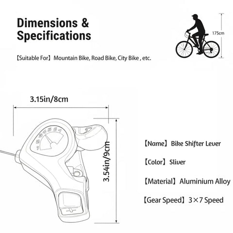 3x7 Speed Thumb Shifter With Gear Indicator For Mountain Road Hybrid And City Bikes Smooth One Finger Shifts Right Hand Lever For MTB Commuter Cruiser And Kids Bikes Durable Easy Install A Solid Upgrade For Any Ride