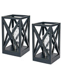 2 Pack Retro Battery Powered Table Lamps Cordless Nightlight Set For Living Room Bedroom Dining Room Entryway Patio Backyard Black Finish