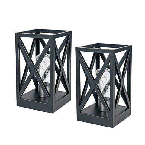 2 Pack Retro Battery Powered Table Lamps Cordless Nightlight Set For Living Room Bedroom Dining Room Entryway Patio Backyard Black Finish