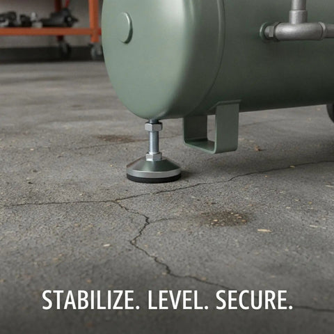 Adjustable Leveling Foot For Furniture To Stop Wobble On Irregular Floors, Carbon Steel Leg with Built-In D40 Rubber Pad