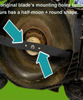 20 Inch Lawn Mower Replacement Blade For Ryobi 40V Brushless RY40180 RY40190 RY401110 Not For Cross Cut Models Ships Unsharpened So You Can Sharpen For Your Grass Type With Half Moon And Round Center Holes Replaces AC04020 installed view