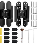 Invisible Hidden Door Hinge Set 6 Inch Concealed Hinges For Seamless Doors Bookshelves And Feature Walls 180 Degree Swing