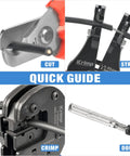Solar Crimping Tool Kit For Solar Panel Installation showing cutting, stripping, crimping, and connector assembly