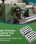 1-2-3 block set: two precision-ground 1x2x3 in tool steel blocks with 23 holes; matched pair on a green machine.