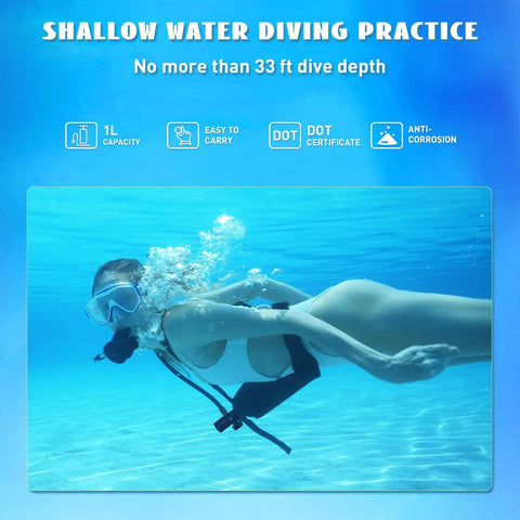 1.0L Mini Scuba Tank Portable Dive Air Bottle Kit For Underwater Exploration And Rescue used by diver in shallow water