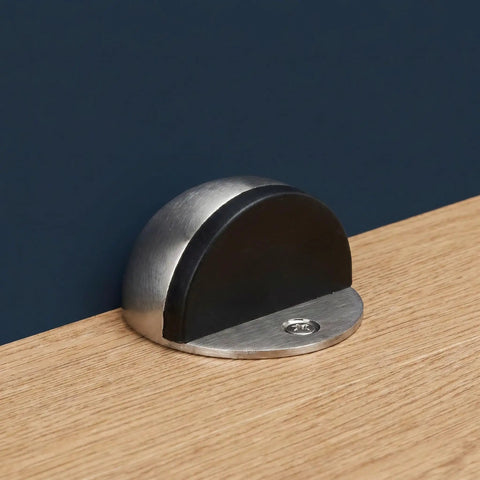 2 Pack No Drill Stick-On Stainless Steel Door Stoppers Punch Free Half Dome Floor Door Stop Easy Install For Home Or Apartment