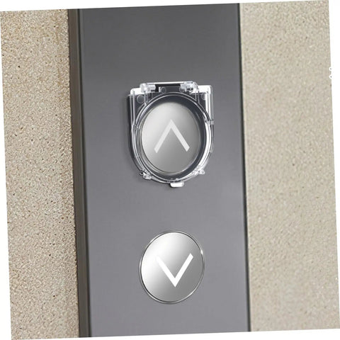 4 Pack Power Button Cover Protectors For Elevators And Washing Machines, plastic push button guard shown on elevator panel