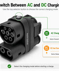 Super Hella Reliable CCS1 To CCS2 EV Charger Adapter Plug And Play Fast Charging Connector with mode selection button.