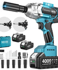 Cordless Impact Wrench 1/2 Inch High Torque Beast With Brushless Motor 479 Ft Lbs (650 Nm) 2500 RPM Dual Speed 2 Batteries 6 Sockets 8 Drill Bits