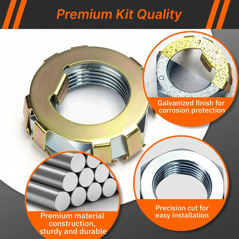 Heavy Duty D-Style Trailer Spindle Nuts and Retainers 1 Inch Thread Fits 2,000-8,000 Lbs Axles Zinc Plated Steel