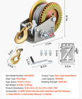 Beefy 1600 Lb Boat Winch With 32.8 Ft Steel Wire Hand Crank Towing Winch Two Way Ratchet Anti Slip Handle Easy Install For Boat Trailer And ATV Towing, gear hand winch with hook and handle