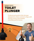 Heavy Duty Toilet Plunger For Bathrooms And Kitchens With Industrial Strength Suction Cup Flange Plunger Red Handle Shown in Use