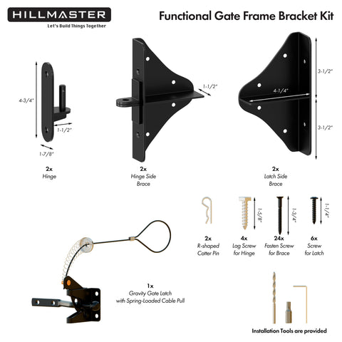 Beefy Heavy Duty Gate Frame Kit And Hardware For Wooden Fences And Driveways Including 90 Degree Right Angle Hinges Gate Latch Corner Braces