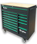 Beefy Rolling 14 Drawer Tool Chest With Wood Work Surface And Lockable Cabinet Heavy Duty Steel Shop Cart With 5 Inch Brake Casters