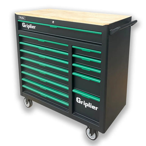 Beefy Rolling 14 Drawer Tool Chest With Wood Work Surface And Lockable Cabinet Heavy Duty Steel Shop Cart With 5 Inch Brake Casters