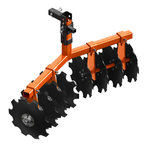 Tow Behind 32 Inch Disc Plow Harrow Attachment For ATV UTV And Garden Tractors Fits 2 Inch Receiver Hitch Adjustable Height