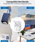 Two Pack GaN USB C Power Strip With 45W USB C Ports, Four Outlets, Four Foot Retractable Extension Cord, Ultra Compact Travel Size shown in travel and home settings