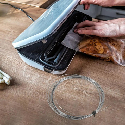 Universal Vacuum Sealer Heating Cable And Heat Shrink Strip Replacement For Industrial Machines Dead Nuts Compatible Plug And Play Setup in use.