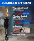 Woodworking Countersink Drill Bit Set For Wood With 14 Pieces Includes Sizes 4 6 8 10 12 Quarter Inch Hex Shank Magnetic Extension Bit Holder And Storage Box 82 Degree Countersink For Quick No Fuss Countersinking And Counterboring, titanium-coated drill bit with tapered point and adjustable hex shank