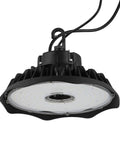 Heavy Duty 200W Led High Bay Shop Light With Motion Sensor, Kickin 26000 Lumens Dimmable Fixture, Slick Ufo Design, Dang Bright 5000K White Glow, Straight Up Black Finish For Warehouses hanging from ceiling