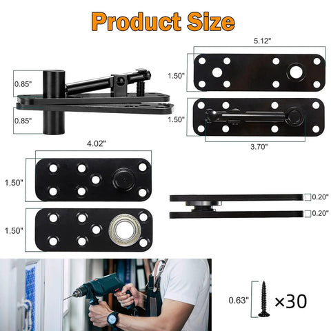 Hidden Door Hinge Set 304 Stainless Steel Beefy Heavy Duty Pivot Hinge With 573Lb Load Rating for concealed entry doors.