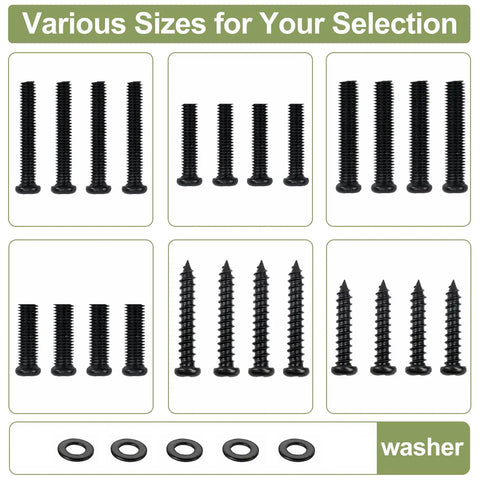 Real Deal Tv Stand Leg Hardware Kit Includes Heavy Duty Machine Bolts And Flat Washers for various sizes and screws.