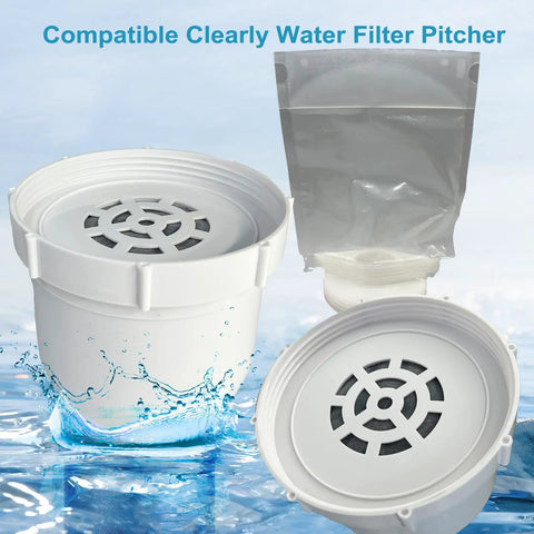 2 Pack Water Filter Replacements For Everyday Water Pitcher, 100 Gallon Service Life, Dual Coconut Shell Activated Carbon Filters Plus Pre Rinse Bag Included shown.