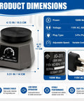 Beast Power 100W Lab Vibrator With Easy Stepless Knob dimensions and specifications, 110V AC, 3-pin plug