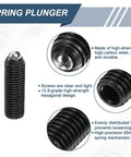 Two Pack M16 X 50mm Hex Socket Spring Loaded Plunger Ball High Carbon Steel Heavy Duty Grip Pin Black Finish For Pneumatic Air Tools And Home Mech Projects Rock Solid Core Unbeatable Daily Value close-up view of spring plunger showing hexagonal design and ball tip.