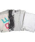 Various recycled white cut rags in 25 lb box for all purpose heavy duty wipers polishing dusting and cleaning jobs made from assorted knits