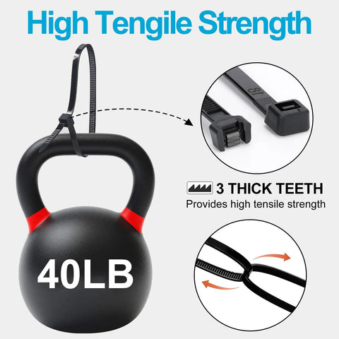 Heavy Duty 150 Pack 8 Inch Black Zip Ties With 40 Lbs Tensile Strength Self Locking Nylon Cable Ties For Garage Home Garden