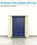 60 Drawer Parts Cabinet Nut And Bolt Organizer Lockable Metal Bin Cabinet With Partitions Labels And Doors For Hardware Storage