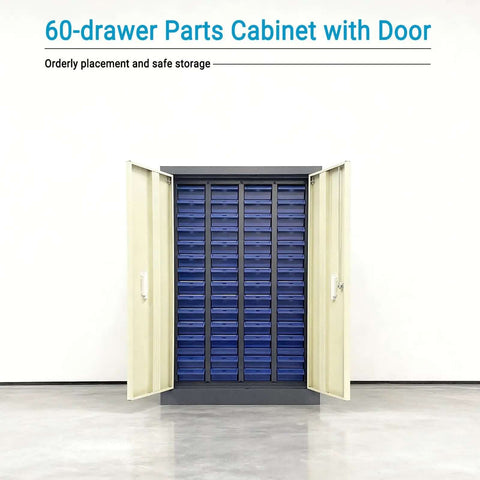 60 Drawer Parts Cabinet Nut And Bolt Organizer Lockable Metal Bin Cabinet With Partitions Labels And Doors For Hardware Storage