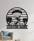 Paragliding Metal Wall Art With LED Lights Custom Name Sign For Home Decor Welcome Sign Parachute Themed Wall Accent
