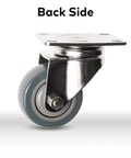 Back view of heavy duty swivel caster with stainless steel and polyurethane wheel for 250 lbs capacity.