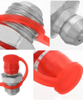 Healeep Heavy Duty Grease Zerk Fitting Replacement Kit 20 Pack Precision Iron And Rubber Components For Car Truck Hydraulic Auto Fuel System Repair, red cap close-up