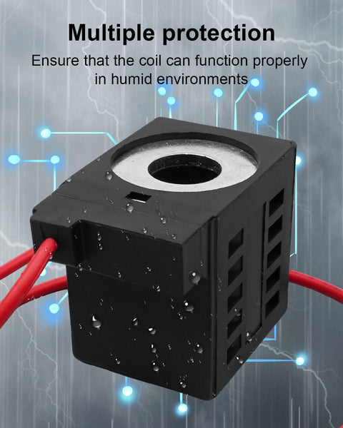 Solenoid Coil Replacement 12V DC 16W With Single Lead For Valve Stem Series 08 80 88 98 Hydraulic Power Unit Lift Dump Equipment, Half Inch Aperture, 9 Ohm Resistance, 1.33 Amp Current, Built To Last Heavy Duty Industrial Grade