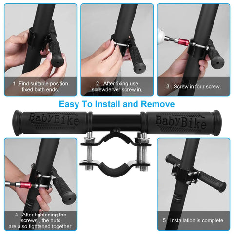 Installation steps for Kiddo Height Adjustable Electric Scooter Handlebar Grip Bar For Safe Rides And Easy Hold Aluminum Alloy Armrest Handle