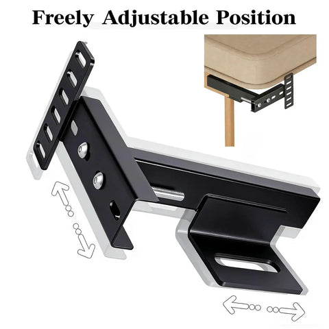 Heavy Duty Adjustable Headboard Bracket Kit With Footboard Extension Universal Fit For Twin Full Queen King Beds Solid Metal Powder Coated Black adjustable bracket detail