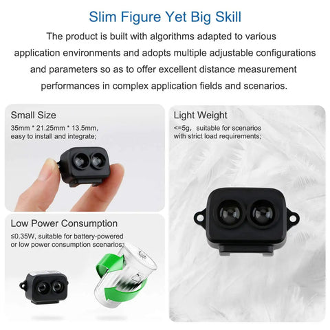 LiDAR Range Finder Sensor Module For Drones And Robots, Single Point Micro Ranging 0.2 To 8m Using TOF Tech, front view