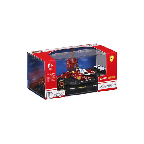 Ferrari 1:43 Die Cast 2025 Season Car With Helmet Hamilton 44 Display Ready Model in acrylic box